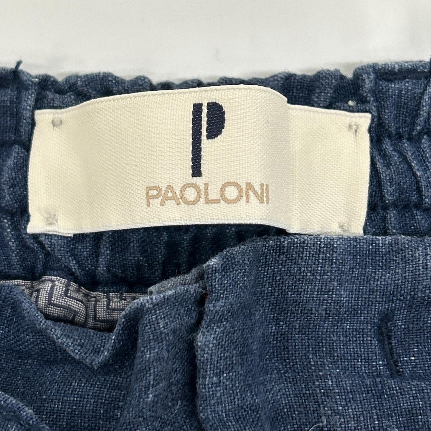PAOLONI パオローニ ネイビー リネン ドローコード パンツ ボトムス