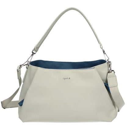 agnes b アニエスベー OAS14-02 グリーン×ネイビー ナイロン 2WAY ハンドバッグ ショルダーバッグ