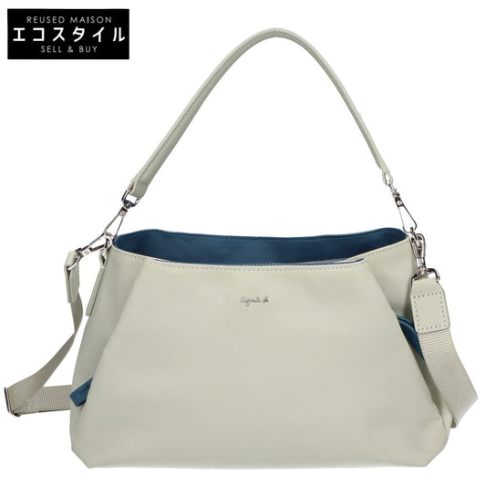 agnes b アニエスベー OAS14-02 グリーン×ネイビー ナイロン 2WAY ハンドバッグ ショルダーバッグ