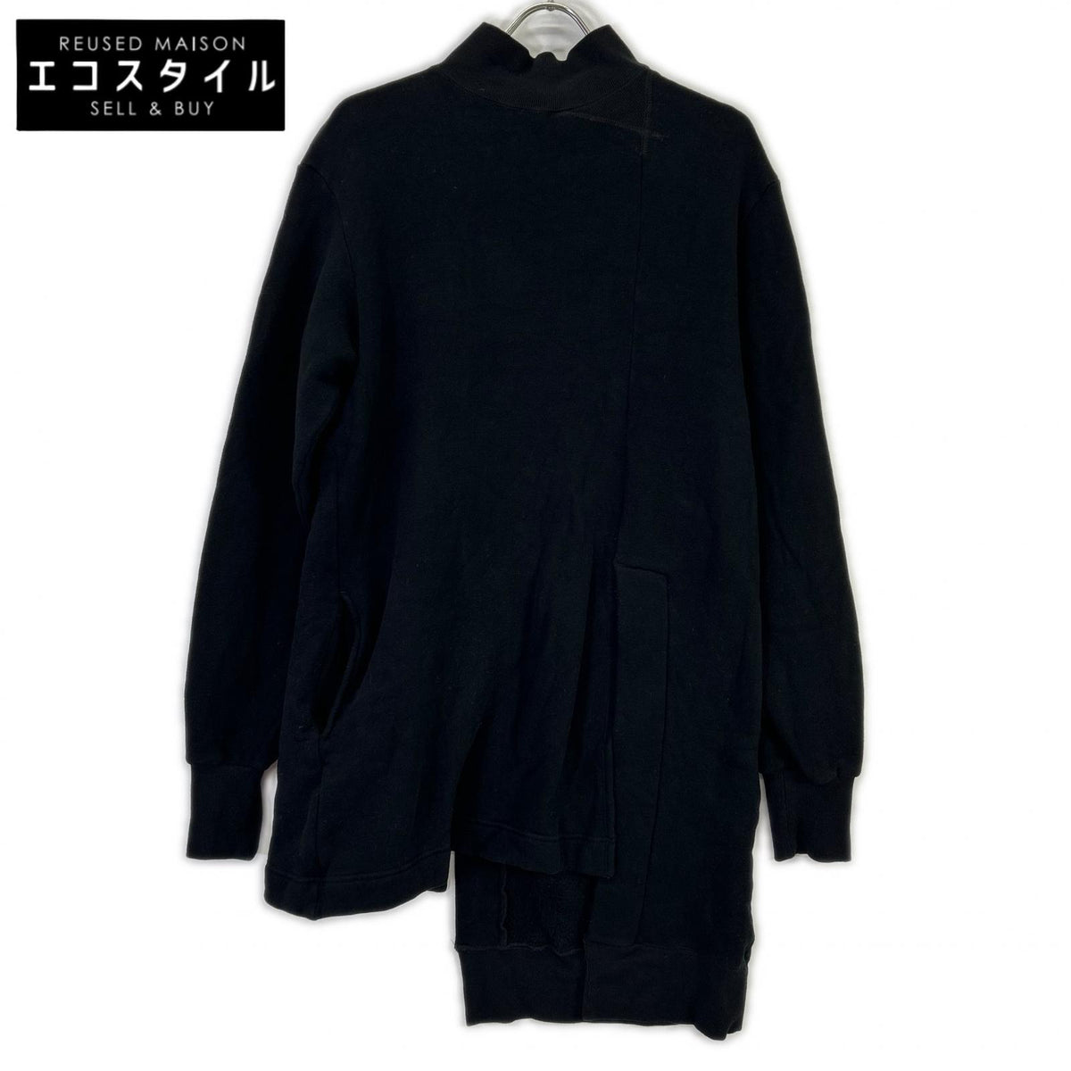 REGULATION Yohji Yamamoto レギュレーション ヨウジヤマモト ブラック Liy/C BACKSIDE FLEECE R-TURTLE NECK COMBINATION トップス