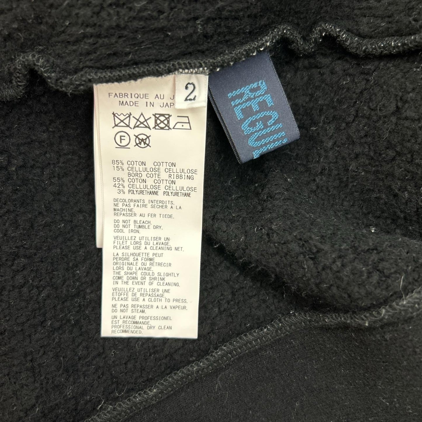 REGULATION Yohji Yamamoto レギュレーション ヨウジヤマモト ブラック Liy/C BACKSIDE FLEECE R-TURTLE NECK COMBINATION トップス