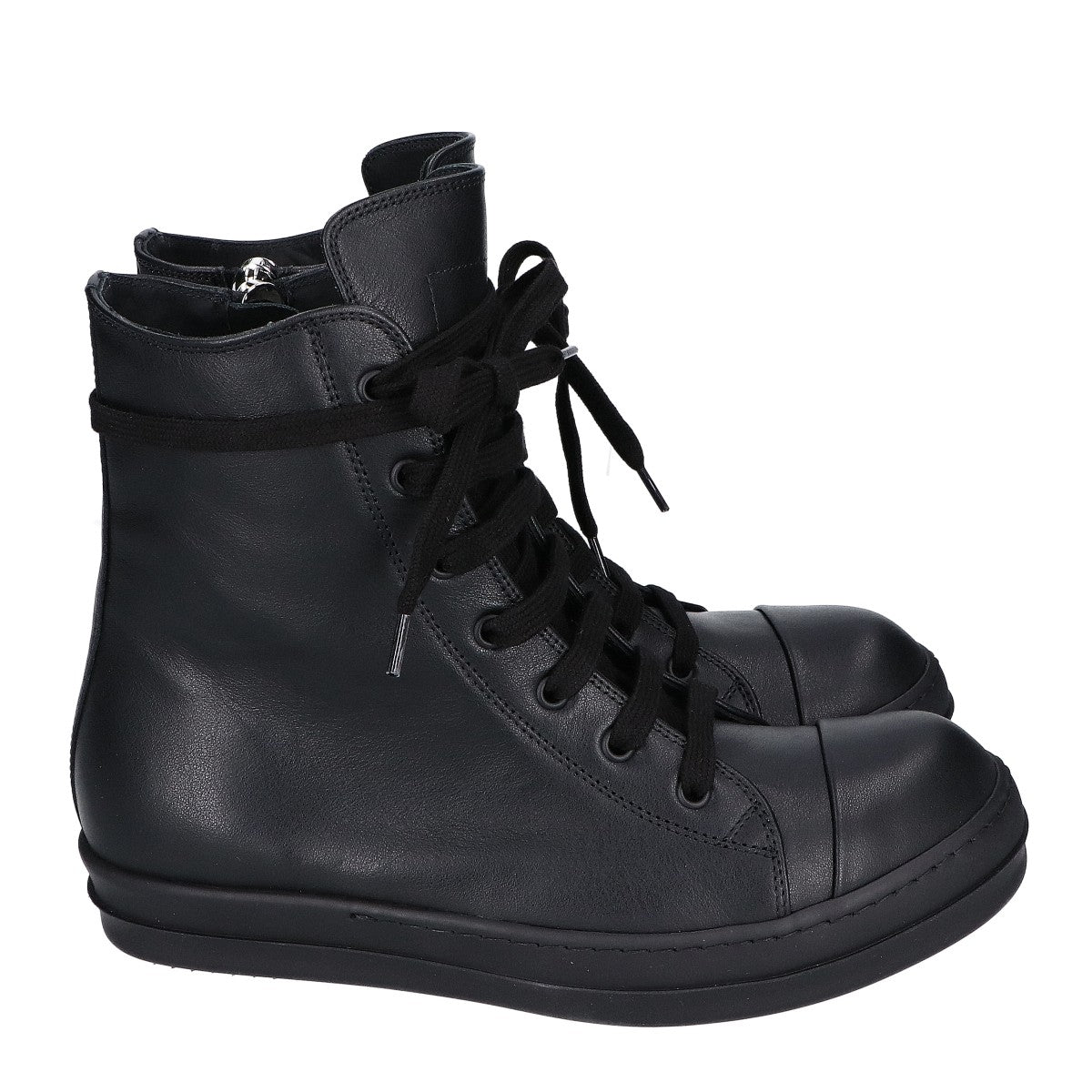 Rick Owens リックオウエンス 新品同様 RU01F2890 TEMPLE SNEAKS オールブラック カーフレザー スニーカー シューズ