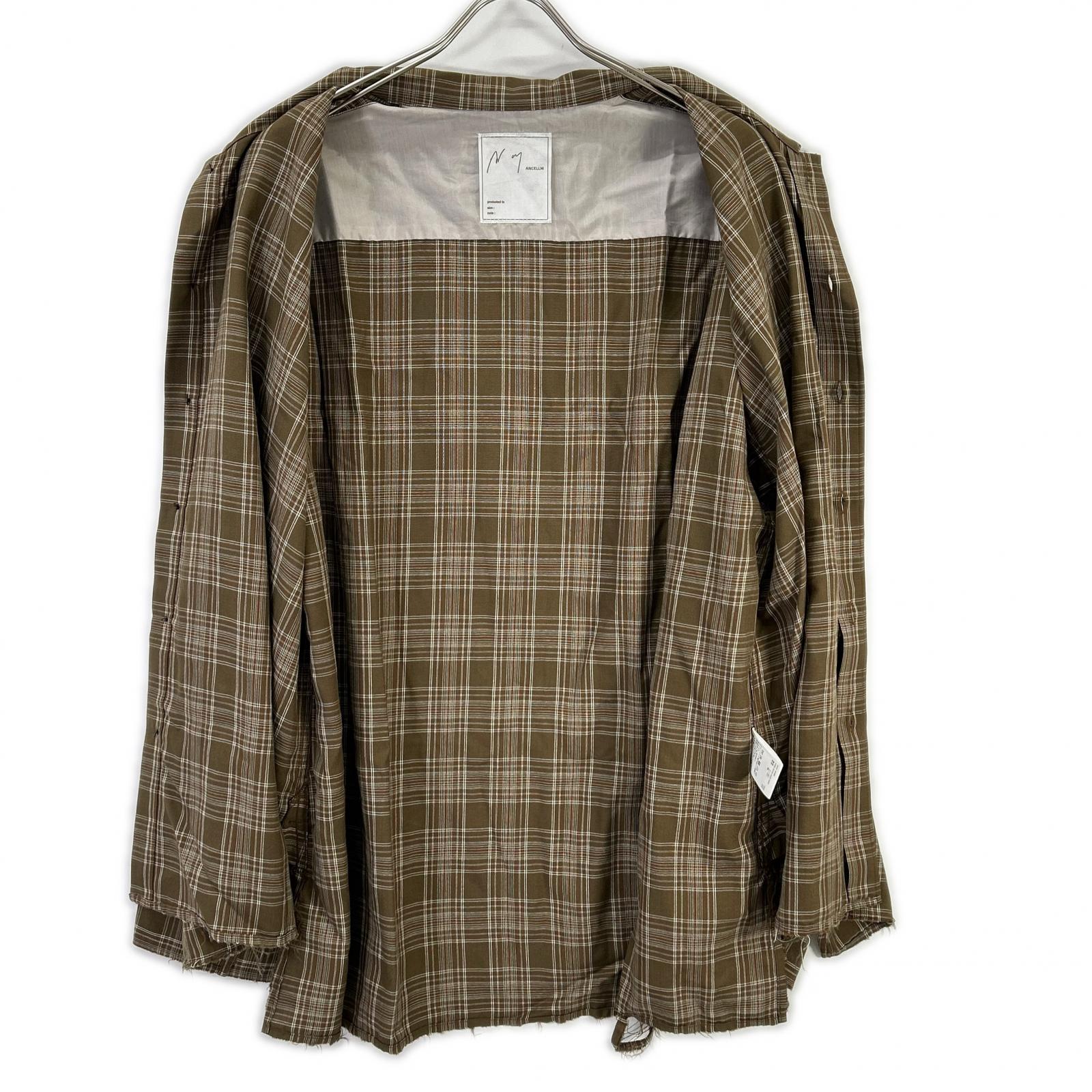 ANCELLM アンセルム ANC-SH80 ブラウン AGING RAYON CHECK SHIRT トップス