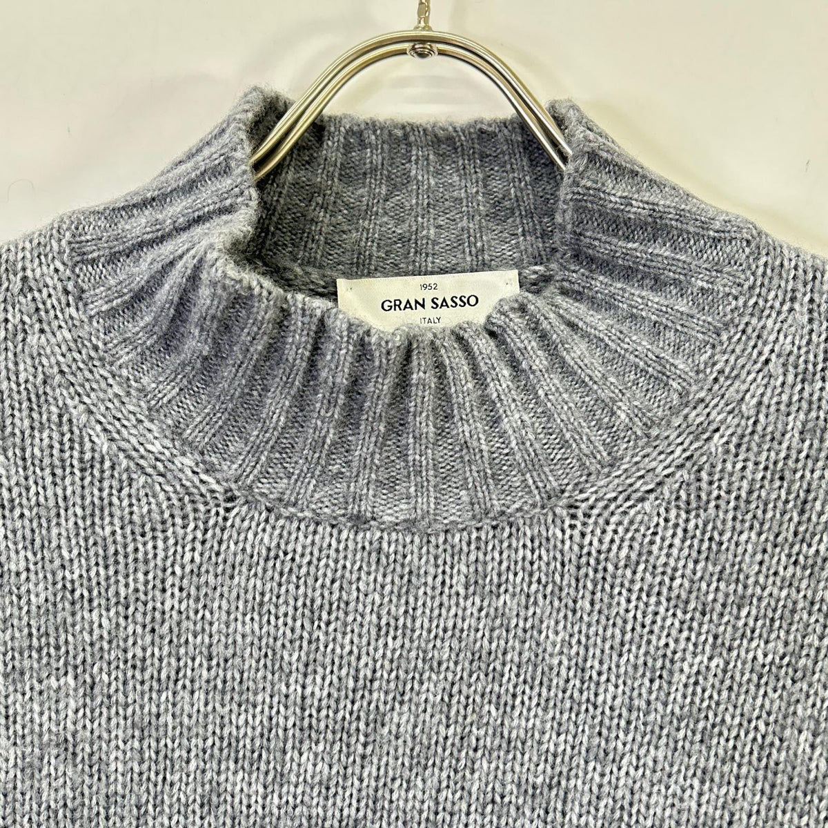 GRAN SASSO gray 5G mid-gauge wool-nylon mock neck top