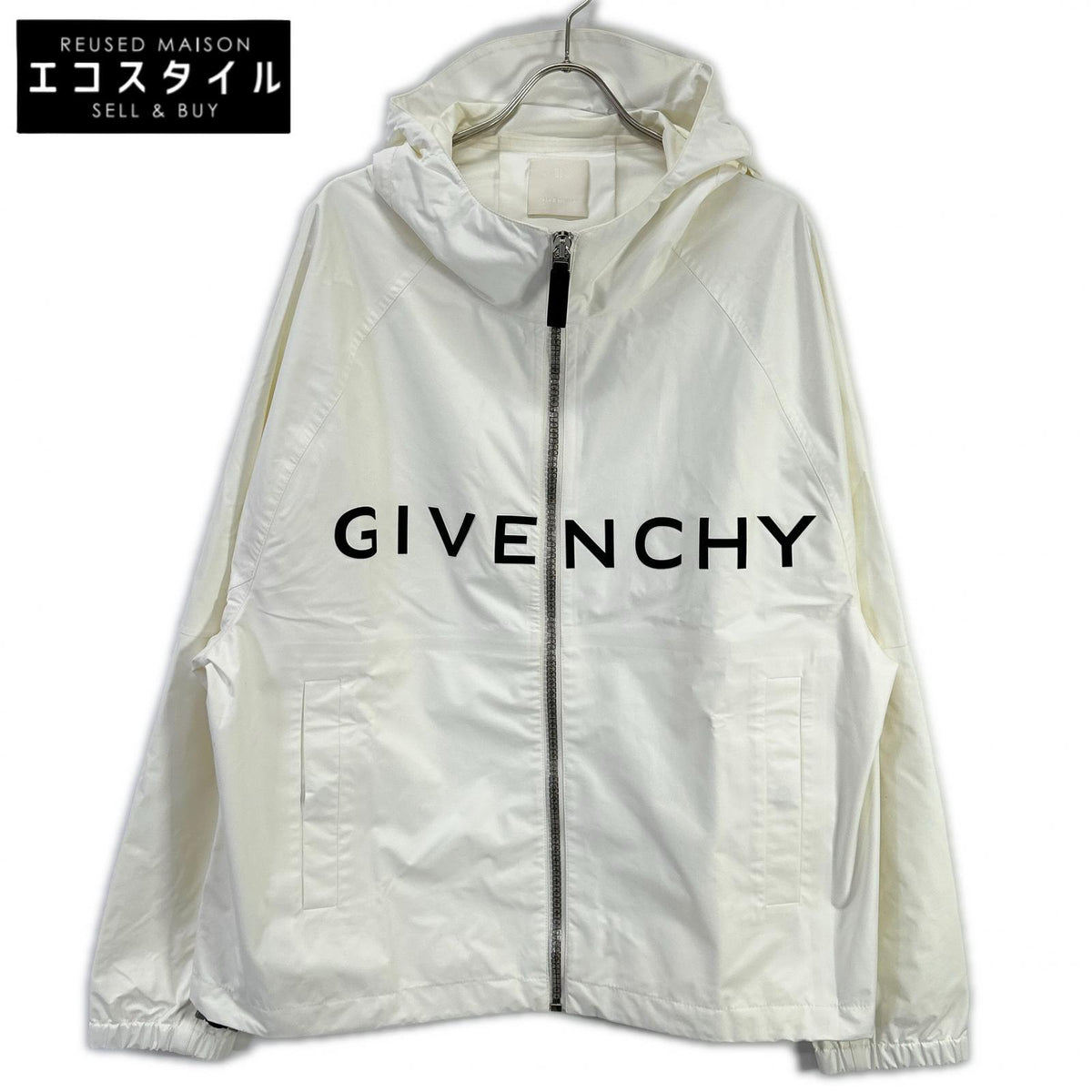 GIVENCHY ジバンシィ ホワイト ロゴ メタルジップ ナイロンブルゾン ジャケット