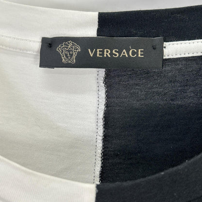 Versace ヴェルサーチ ブラック×ホワイト ツートン ロゴ Tシャツ トップス