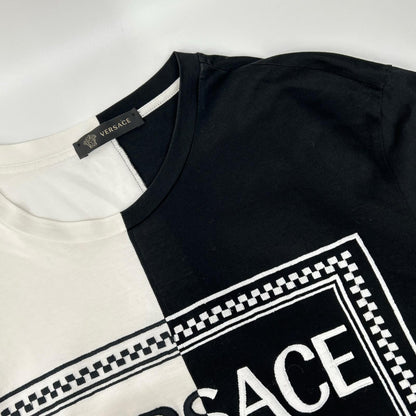 Versace ヴェルサーチ ブラック×ホワイト ツートン ロゴ Tシャツ トップス