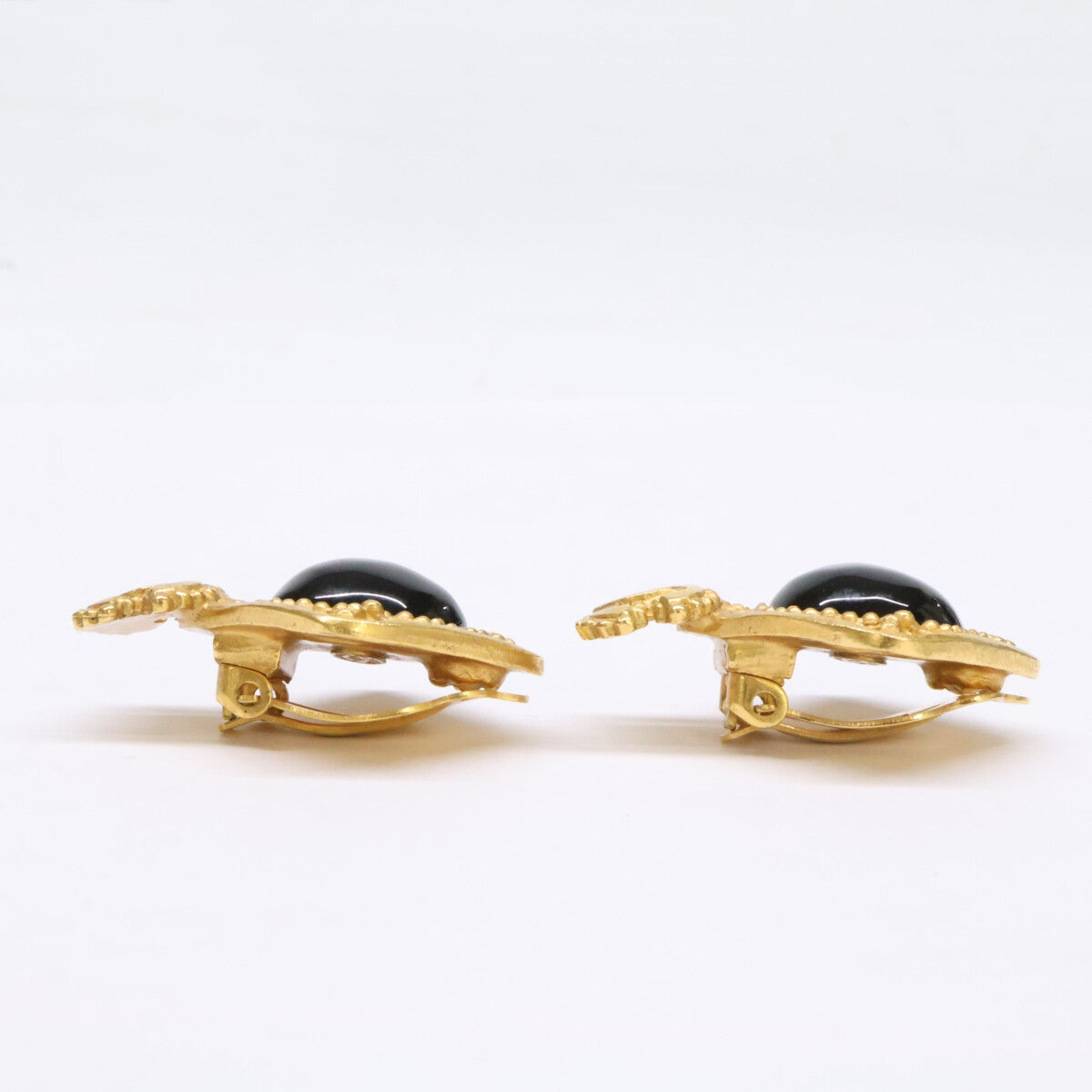 CHANEL シャネル 【美品】96A ココマーク ブラックストーン イヤリング