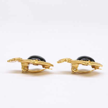 CHANEL シャネル 【美品】96A ココマーク ブラックストーン イヤリング