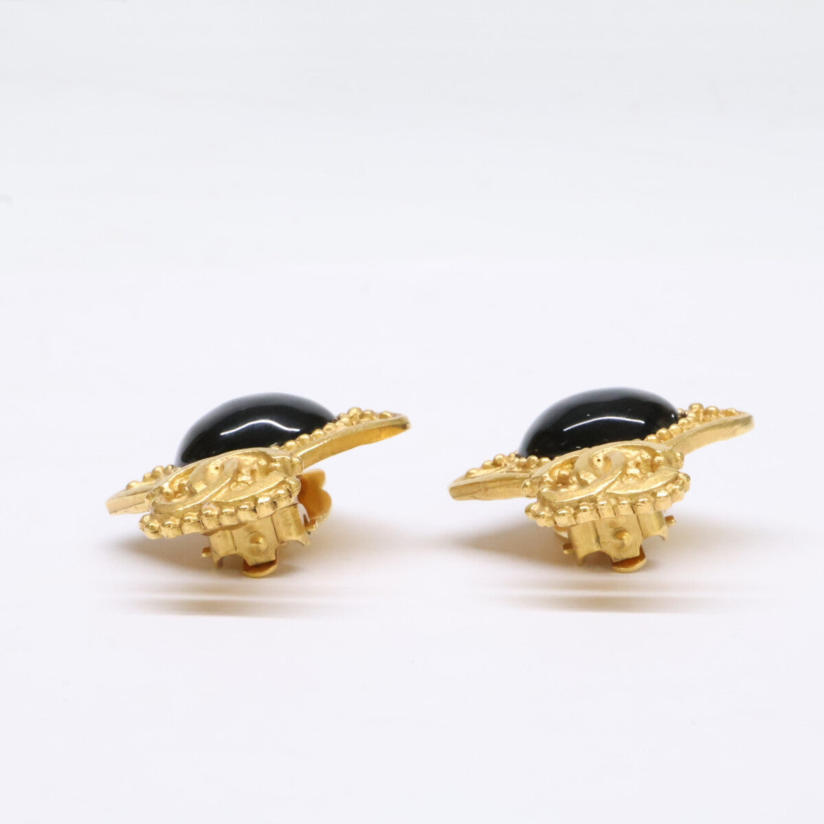 CHANEL シャネル 【美品】96A ココマーク ブラックストーン イヤリング