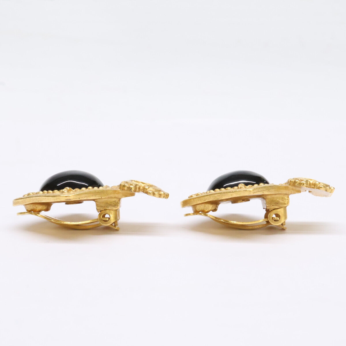 CHANEL シャネル 【美品】96A ココマーク ブラックストーン イヤリング