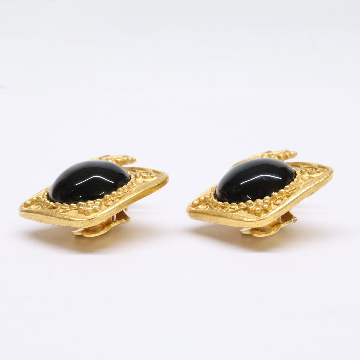 CHANEL シャネル 【美品】96A ココマーク ブラックストーン イヤリング