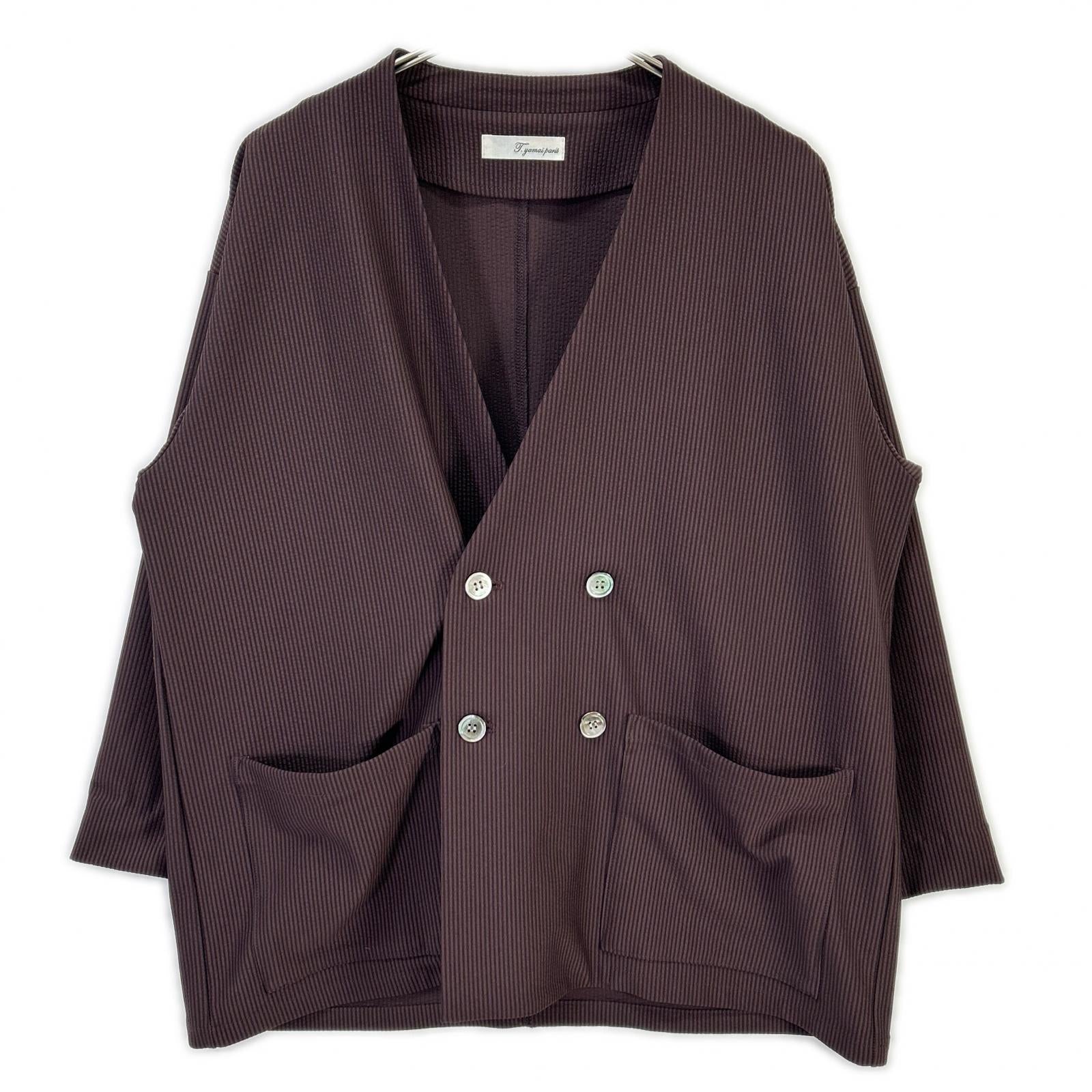 t.yamai paris ティ ヤマイ パリ バーガンディー トリコットサッカージャケット ジャケット