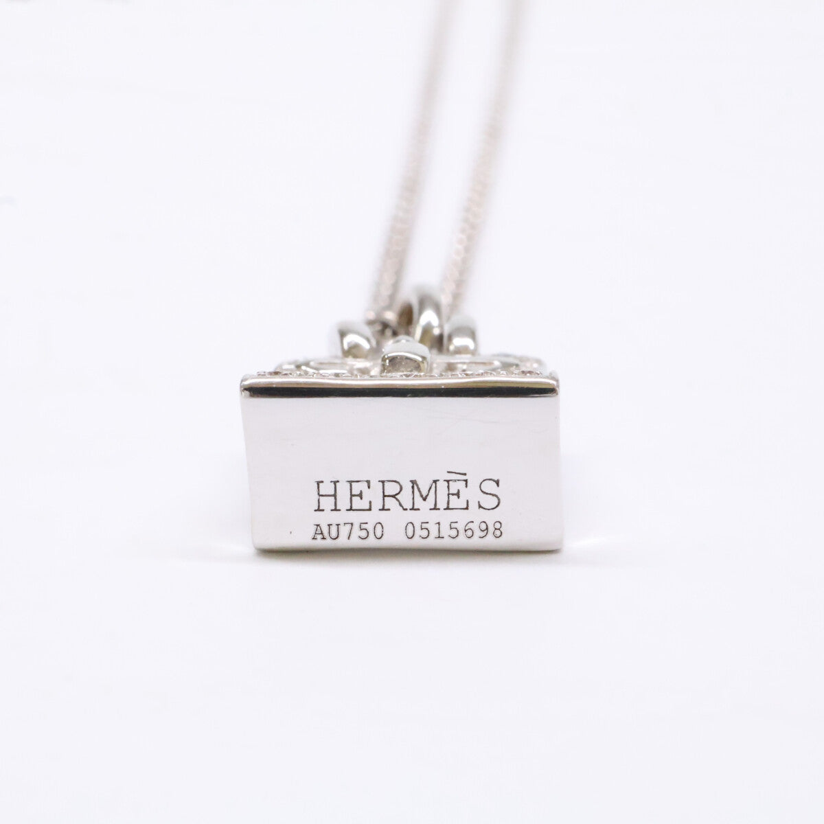 HERMES エルメス 750WG バーキン アミュレット ダイヤモンド ネックレス