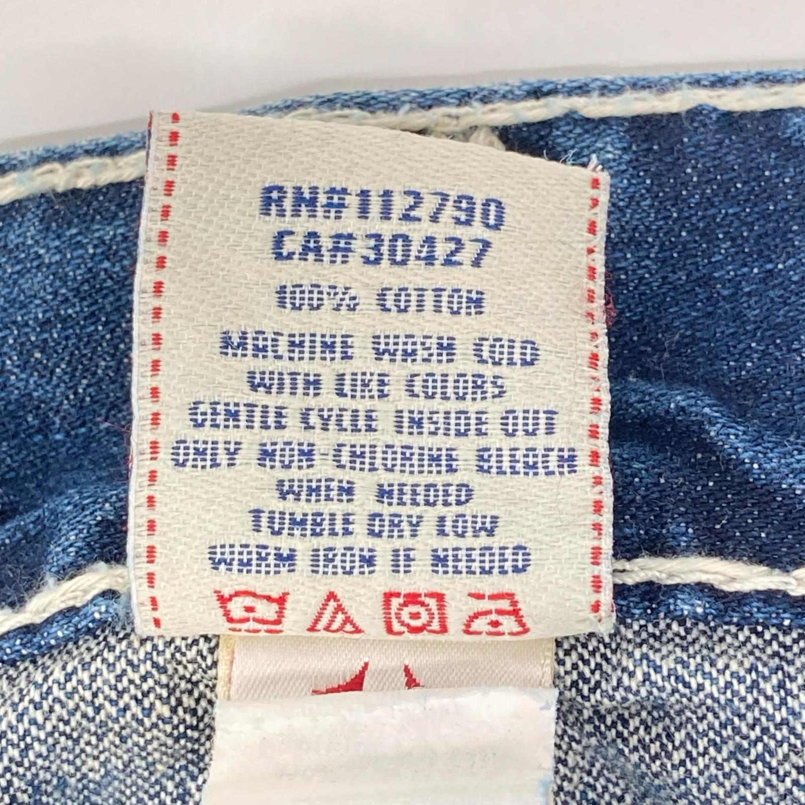 TRUE RELIGION トゥルーレリジョン BILLY 　SUPER　インディゴ 極太ステッチ ストレートデニム 34 ボトムス