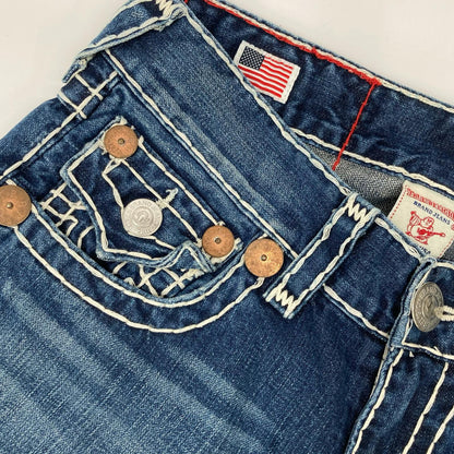 TRUE RELIGION トゥルーレリジョン BILLY 　SUPER　インディゴ 極太ステッチ ストレートデニム 34 ボトムス