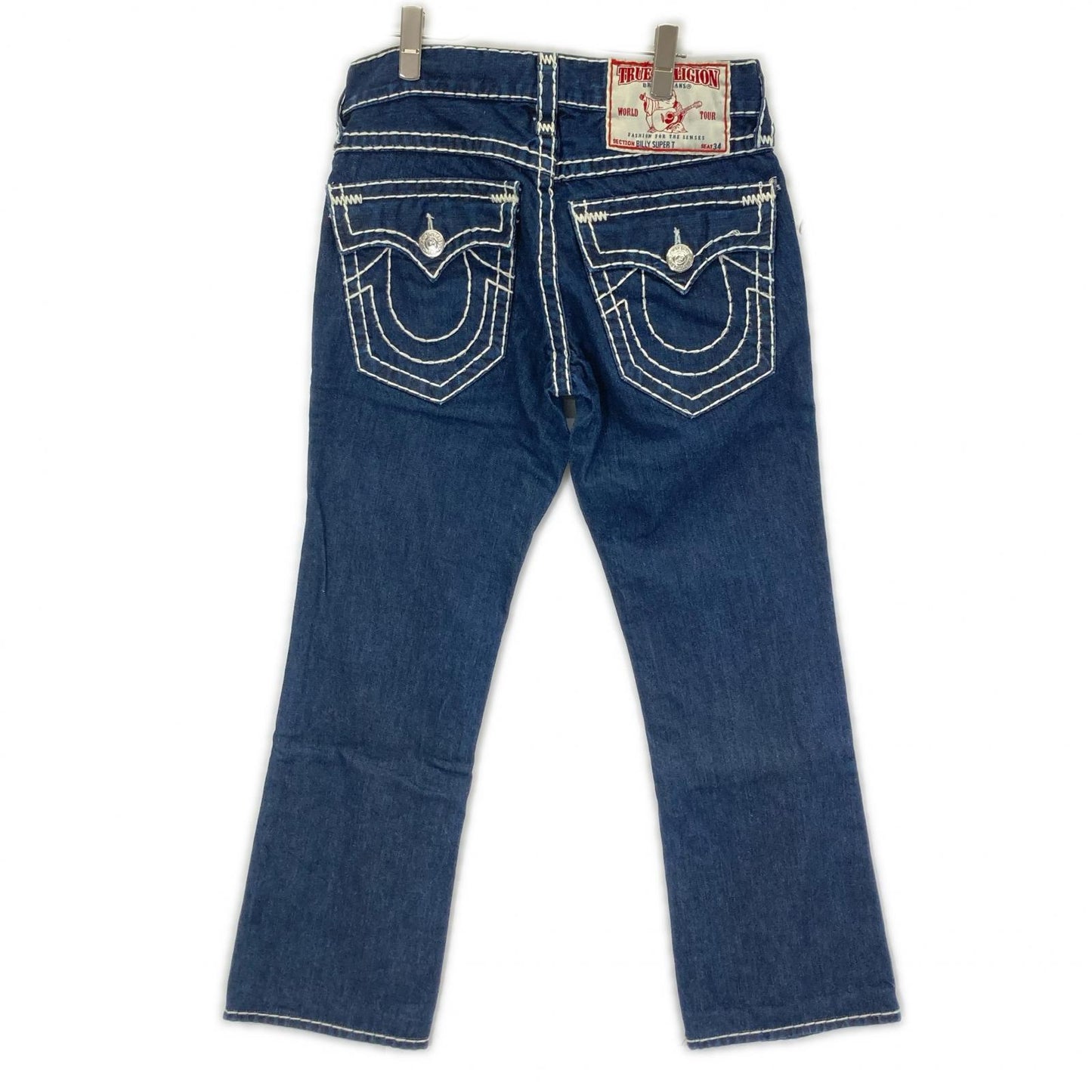 TRUE RELIGION トゥルーレリジョン JOEY SUPER　ネイビー 極太ステッチ ストレートデニム 34 ボトムス