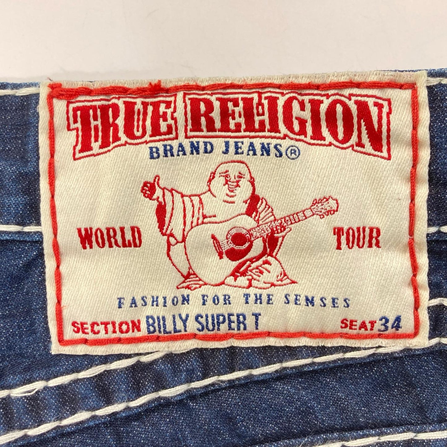 TRUE RELIGION トゥルーレリジョン JOEY SUPER　ネイビー 極太ステッチ ストレートデニム 34 ボトムス
