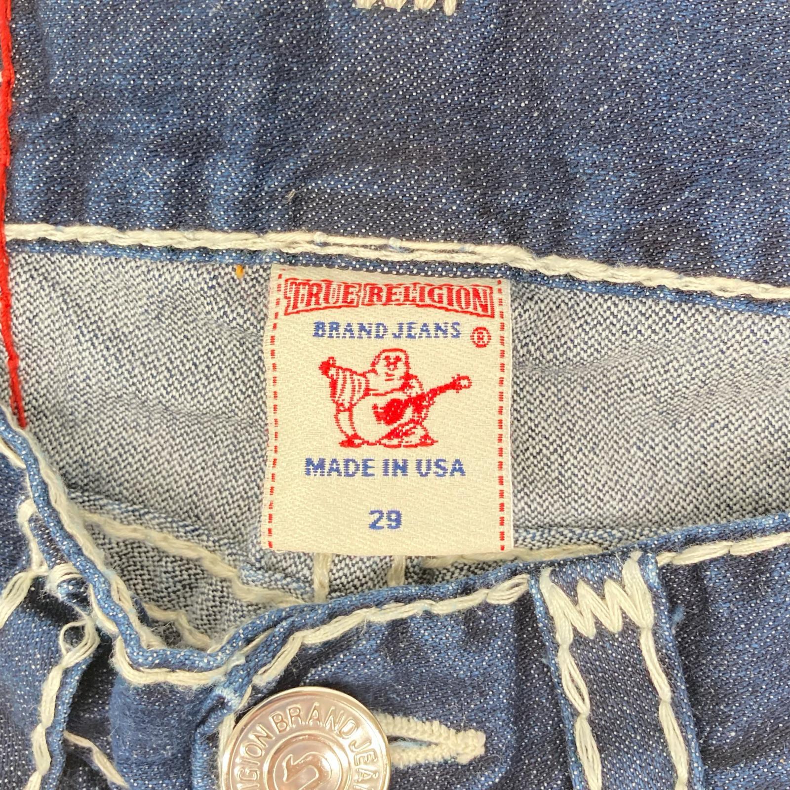 TRUE RELIGION トゥルーレリジョン JOEY SUPER　ネイビー 極太ステッチ ストレートデニム 34 ボトムス