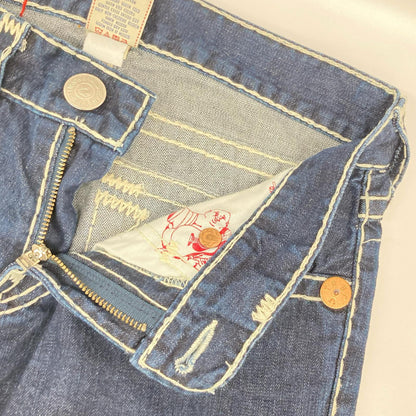 TRUE RELIGION トゥルーレリジョン JOEY SUPER　ネイビー 極太ステッチ ストレートデニム 34 ボトムス