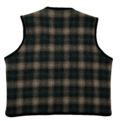 PENDLETON Pendleton Green Ombre-check wool boa vest Vest