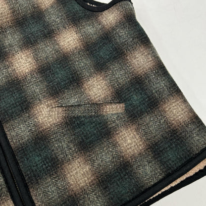 PENDLETON Pendleton Green Ombre-check wool boa vest Vest