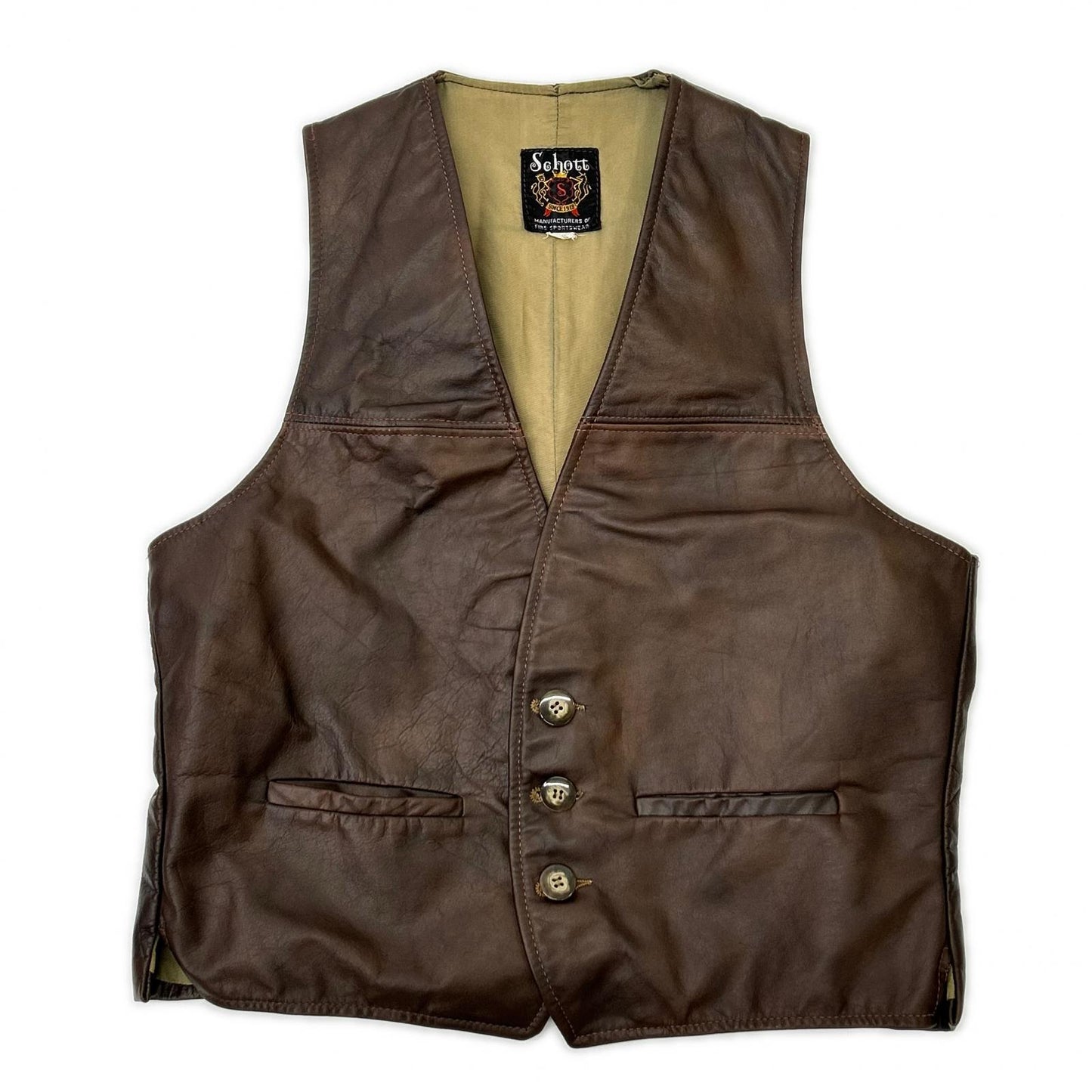 schott ショット ブラウン レザー ジレ ベスト