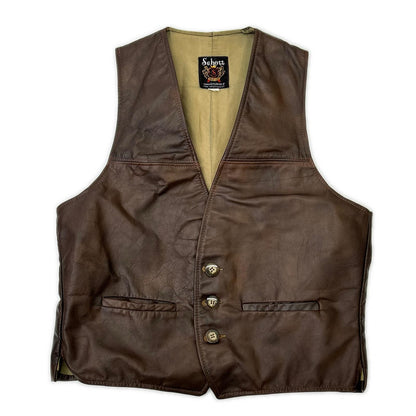schott ショット ブラウン レザー ジレ ベスト