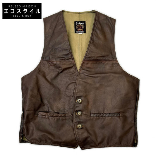 schott ショット ブラウン レザー ジレ ベスト