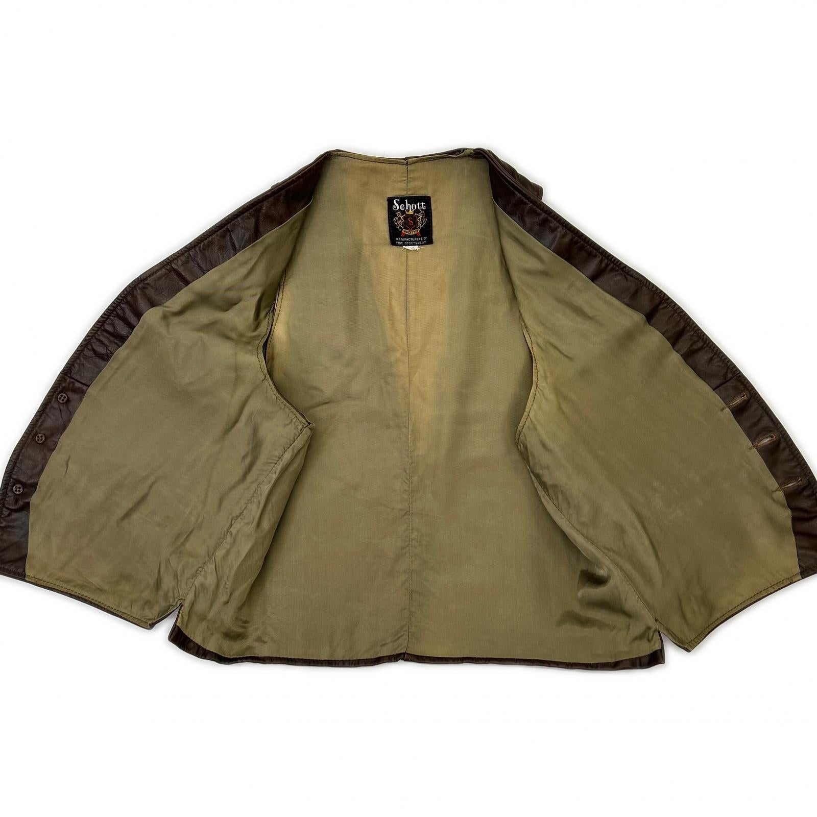 schott ショット ブラウン レザー ジレ ベスト