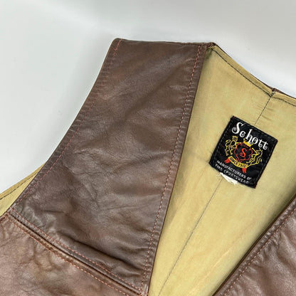 schott ショット ブラウン レザー ジレ ベスト