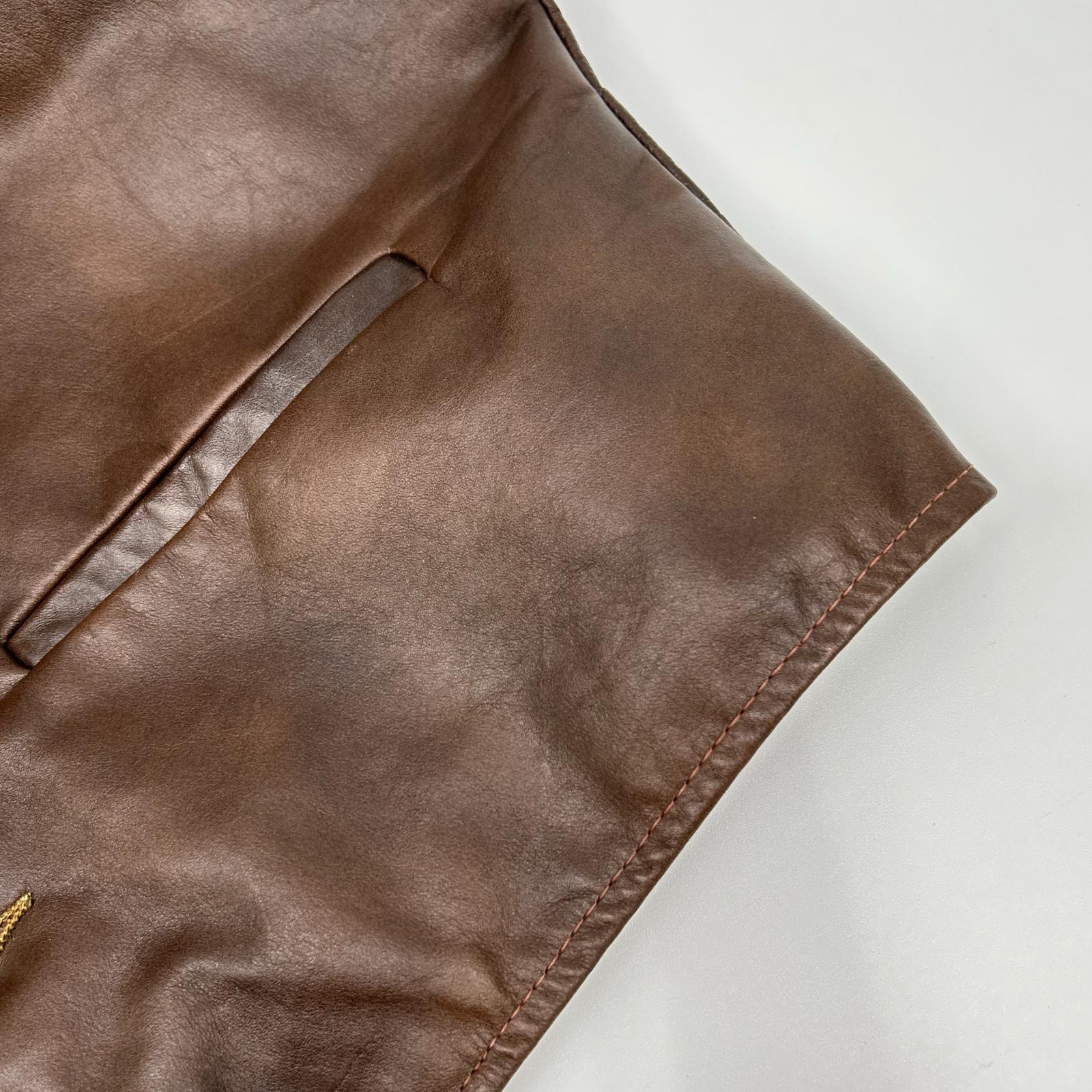 schott ショット ブラウン レザー ジレ ベスト
