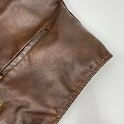 schott ショット ブラウン レザー ジレ ベスト