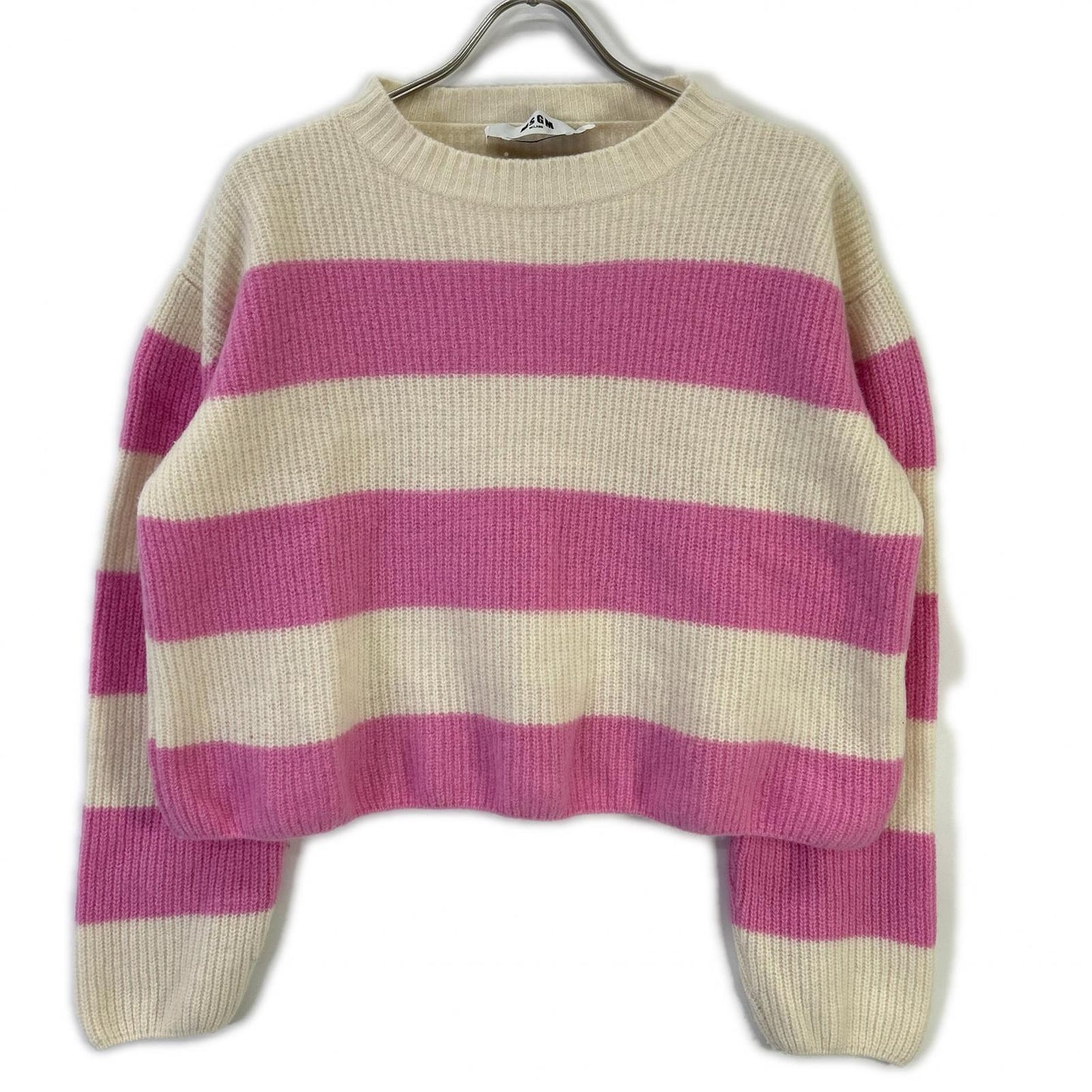 MSGM エムエスジーエム 3141MDM120 ピンク×ホワイト ボーダーニット トップス