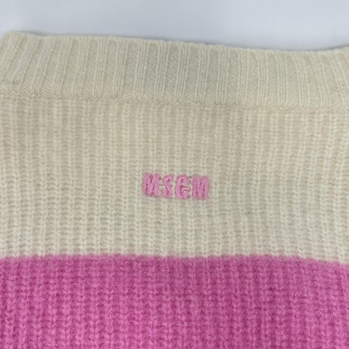 MSGM エムエスジーエム 3141MDM120 ピンク×ホワイト ボーダーニット トップス