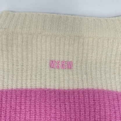 MSGM エムエスジーエム 3141MDM120 ピンク×ホワイト ボーダーニット トップス