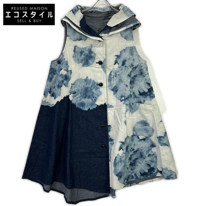 Jiu Senso Unico 慈雨 15222014 ブルー ブリーチフラワー ロングジレ ベスト