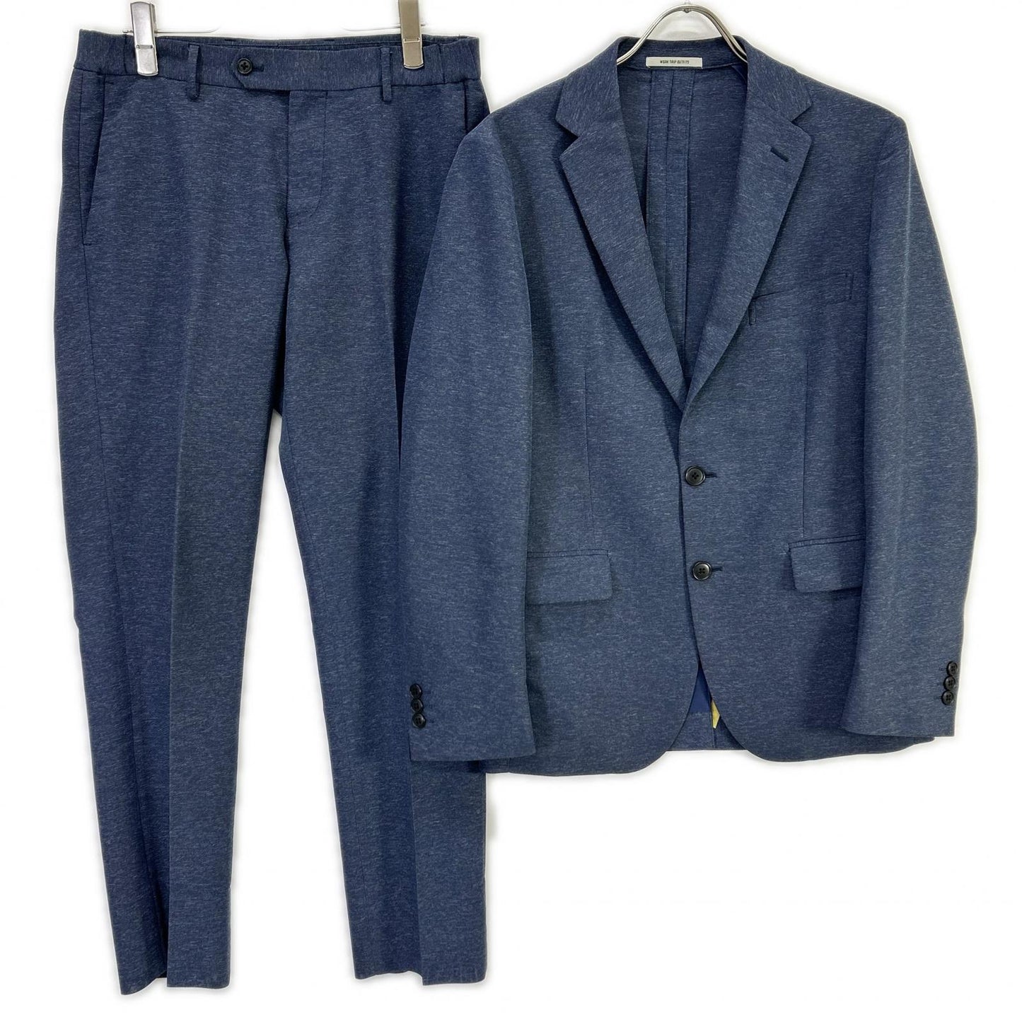 green label relaxing グリーンレーベルリラクシング 【WORK TRIP OUTFITS】ブルー WTO Pカラミ スリム セットアップ スーツ セットアップ