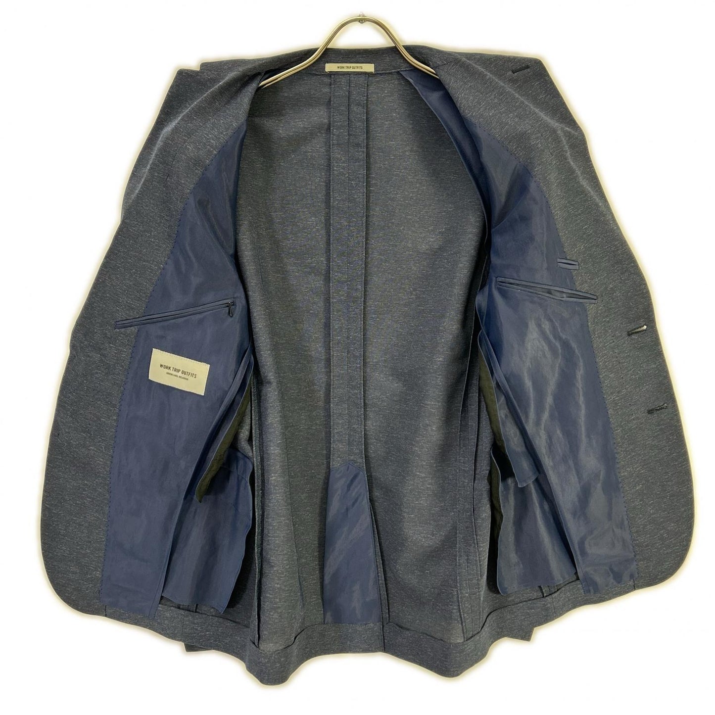green label relaxing グリーンレーベルリラクシング 【WORK TRIP OUTFITS】ブルー WTO Pカラミ スリム セットアップ スーツ セットアップ