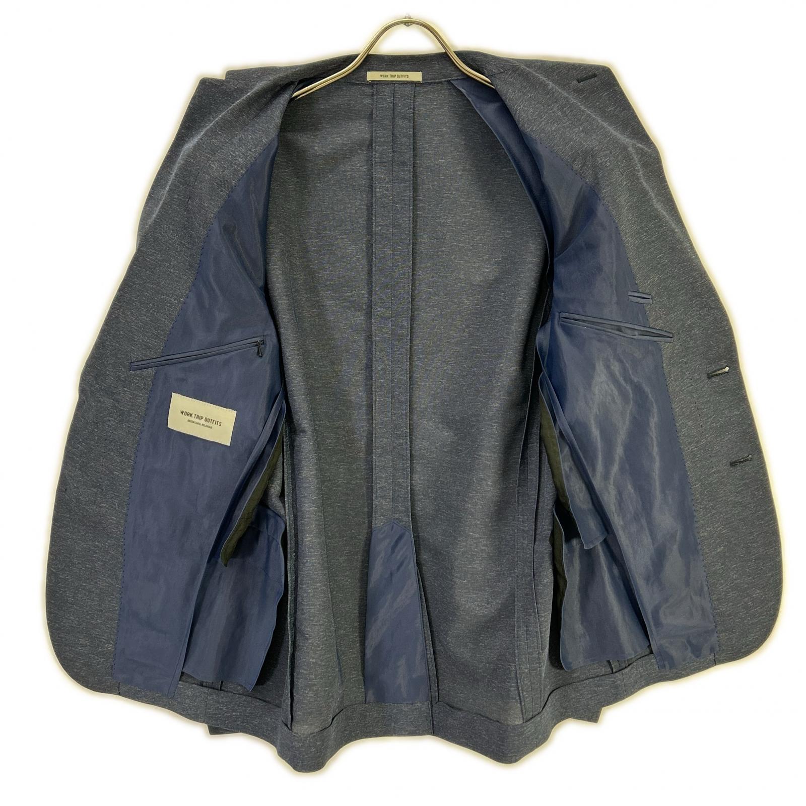 green label relaxing グリーンレーベルリラクシング 【WORK TRIP OUTFITS】ブルー WTO Pカラミ スリム セットアップ スーツ セットアップ