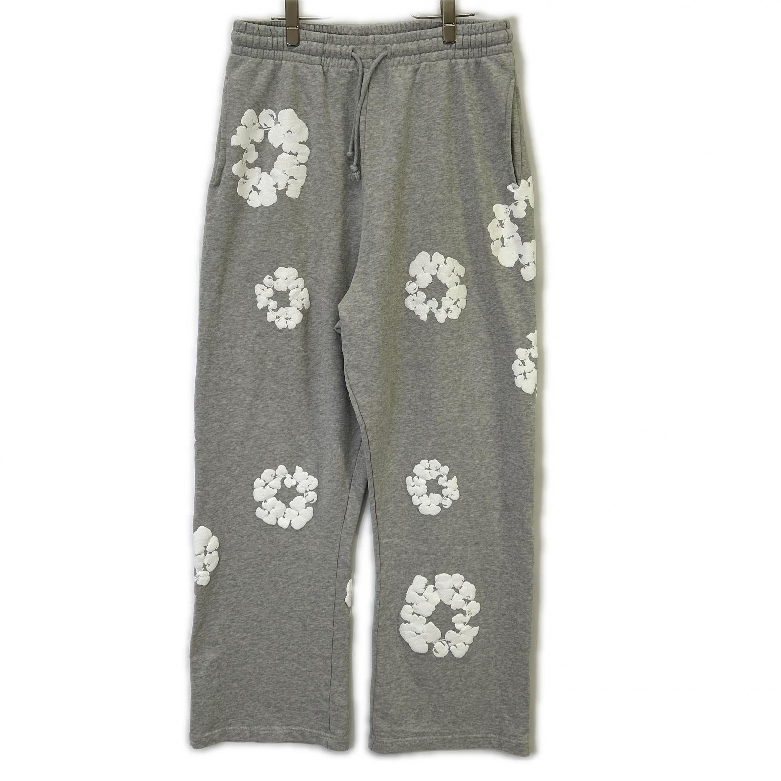 Denim Tears デニムティアーズ グレー コットン Wreath Open Hem Sweatpants ボトムス