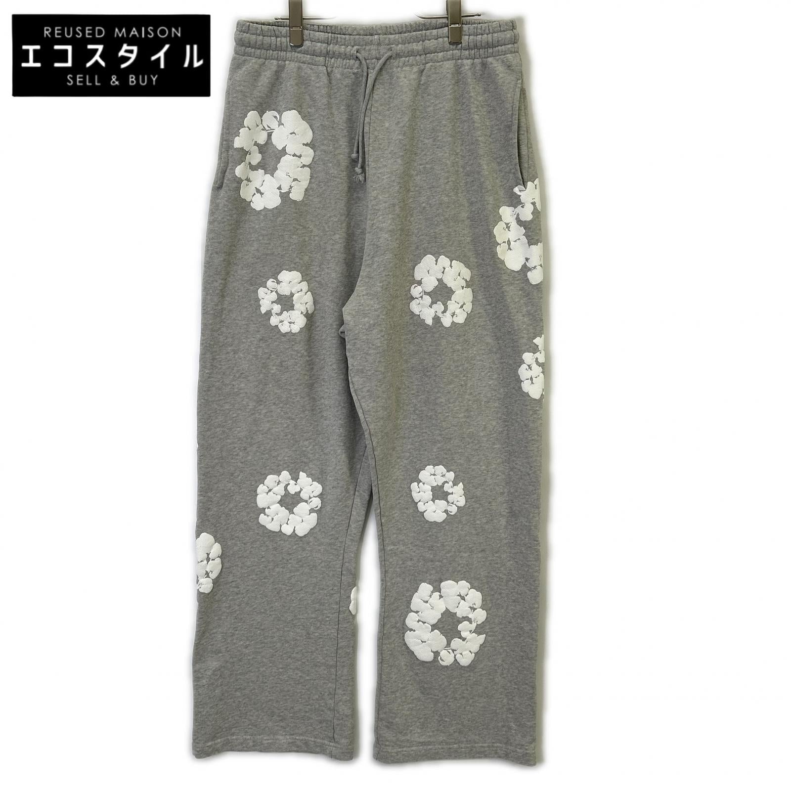 Denim Tears デニムティアーズ グレー コットン Wreath Open Hem Sweatpants ボトムス