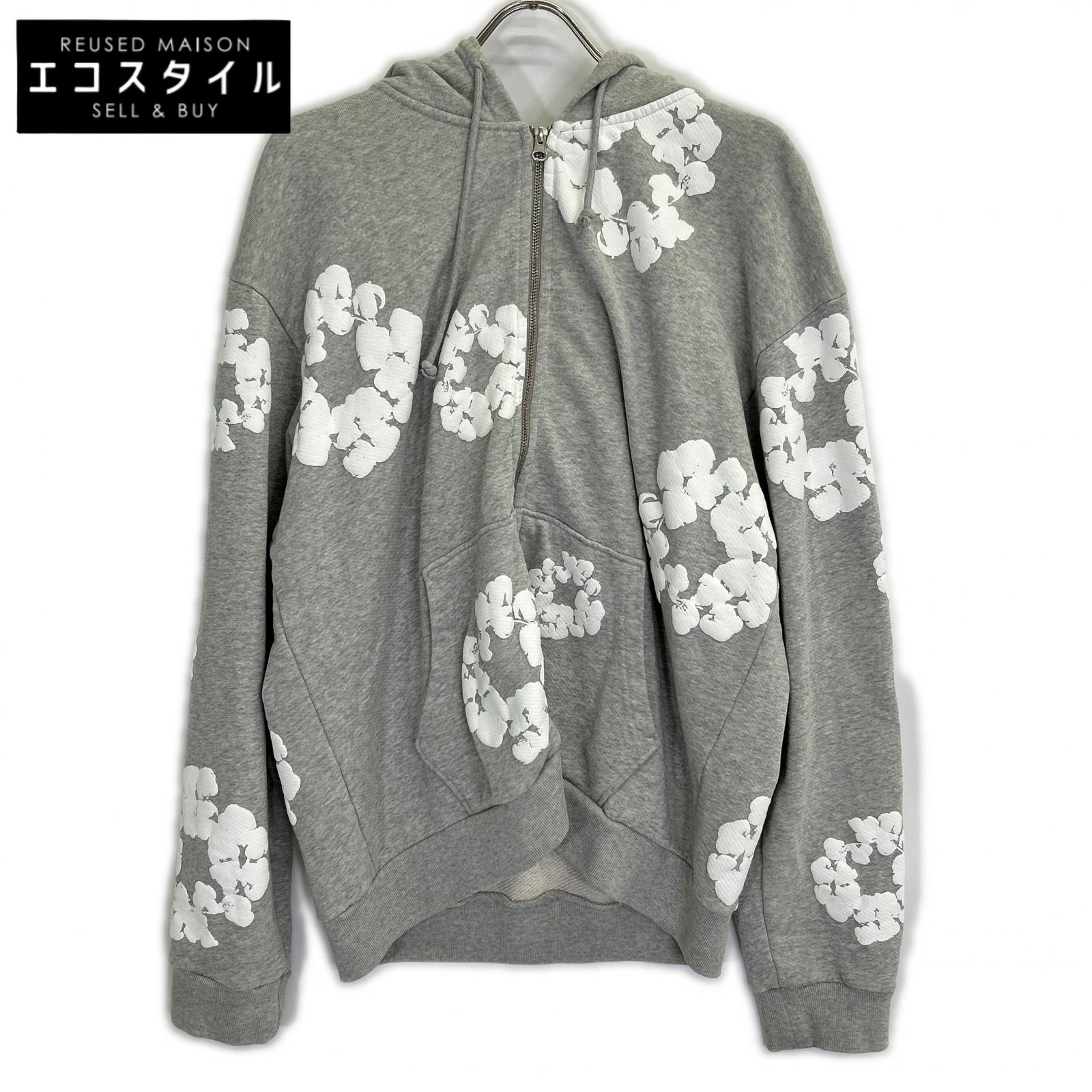 Denim Tears デニムティアーズ グレー コットン Wreath Zip Hoodie トップス