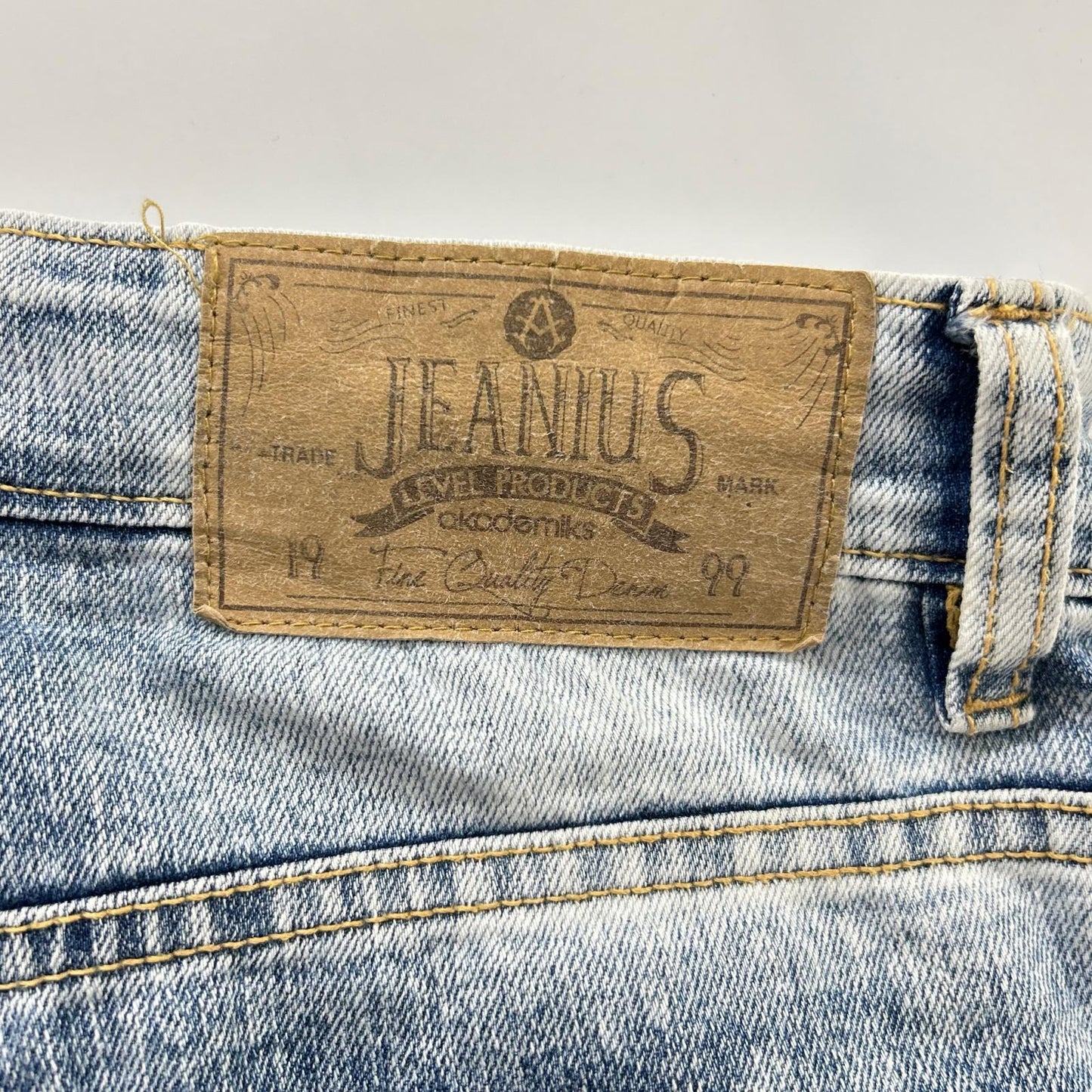JEANIUS ジーニアス ブルー バイカー ダメージ加工 デニムパンツ ボトムス