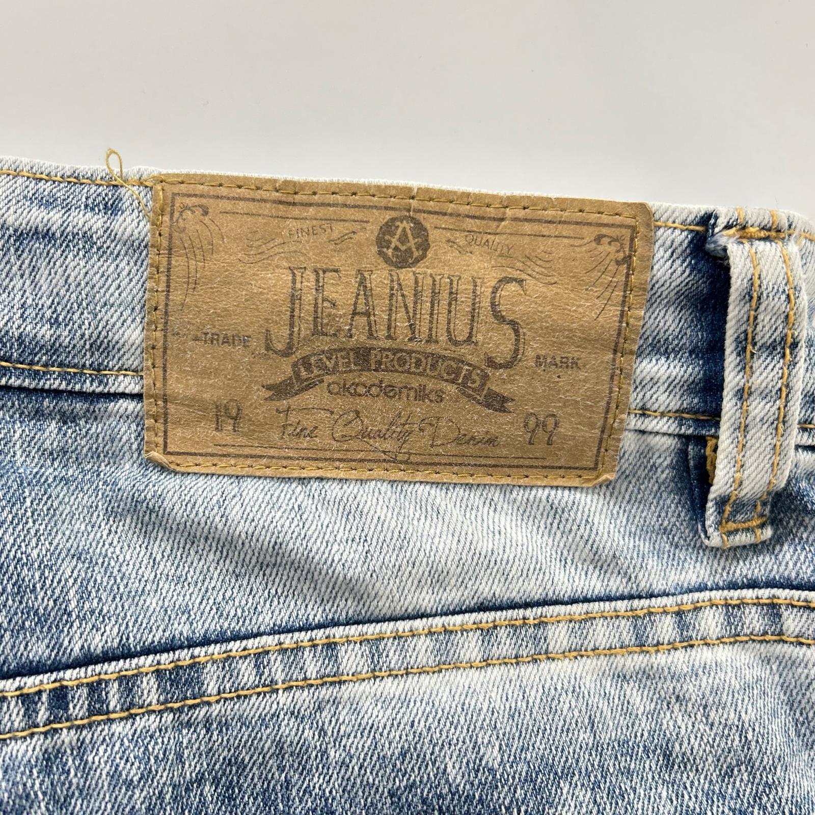 JEANIUS ジーニアス ブルー バイカー ダメージ加工 デニムパンツ ボトムス