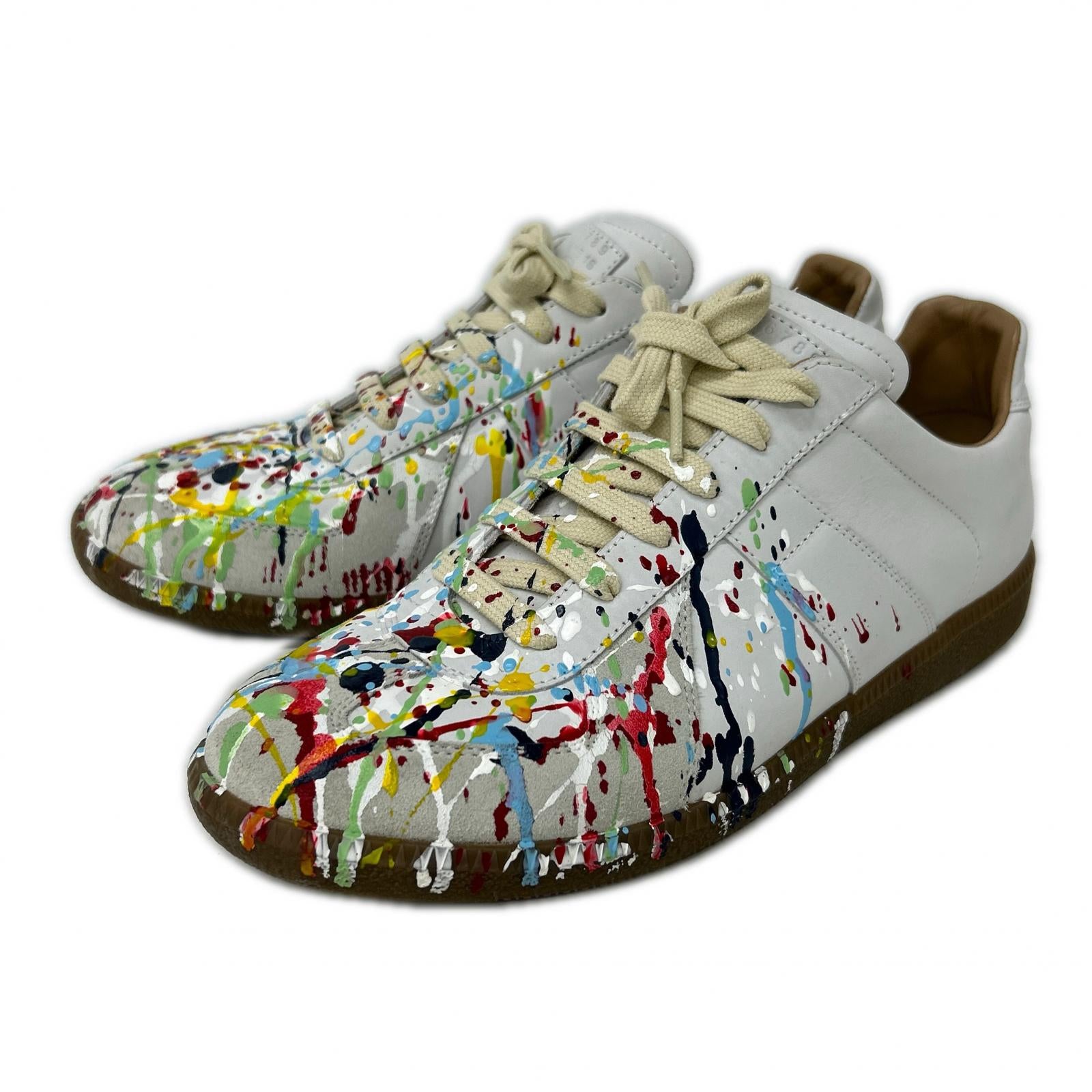 Maison margiela メゾンマルジェラ 22 S57WS0240 REPLICA ジャーマントレーナー ペイント スニーカー シューズ