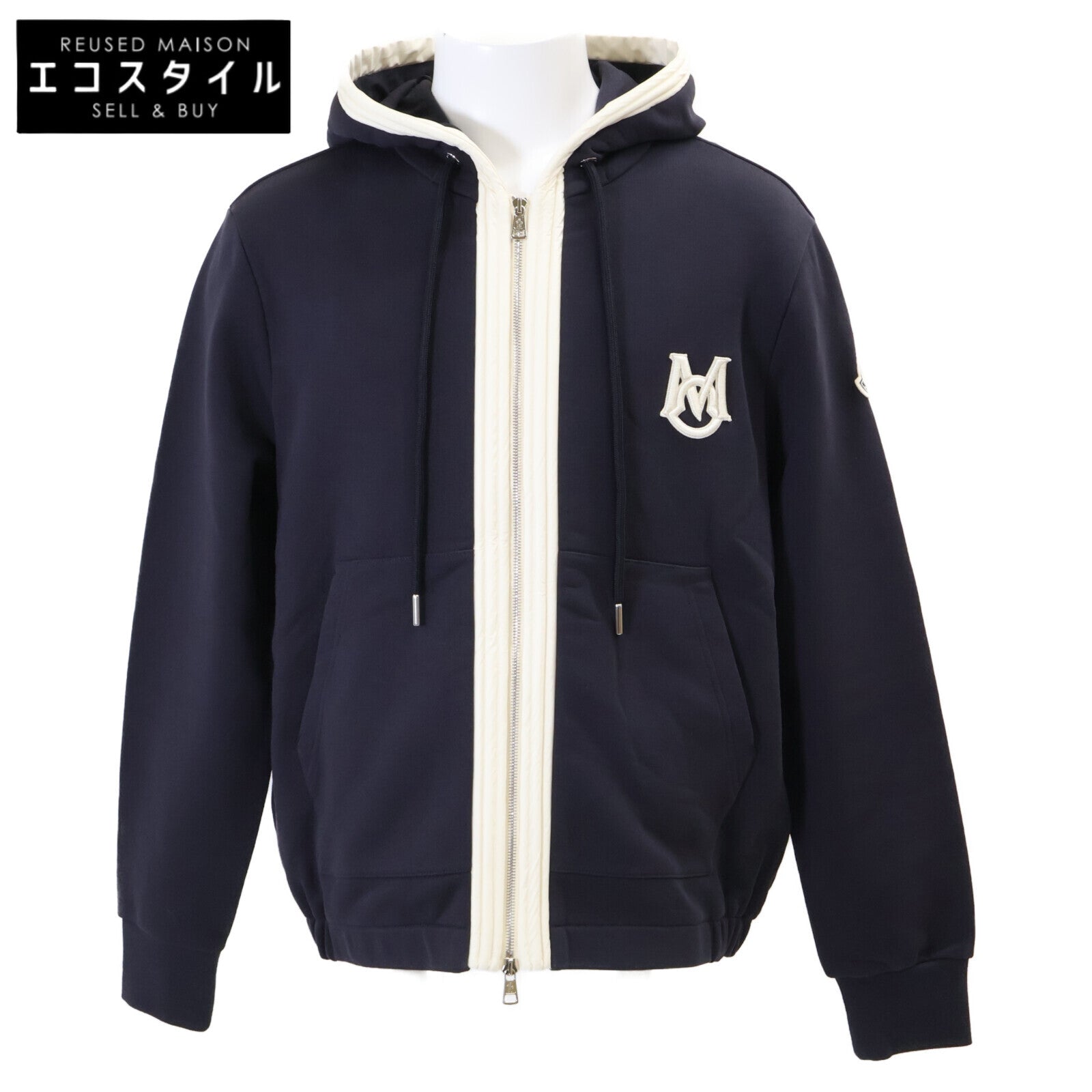 MONCLER モンクレール 【新品/25年製】L10918G00019 ZIP UP CARDIGAN Mロゴワッペン ジップアップ パーカー トップス