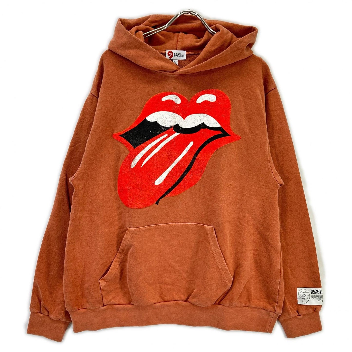 RS No.9 アールエス ナンバーナイン レッド The Rolling Stones Carnaby CLASSIC RS LOGO PUFF PRINT HOODIE トップス