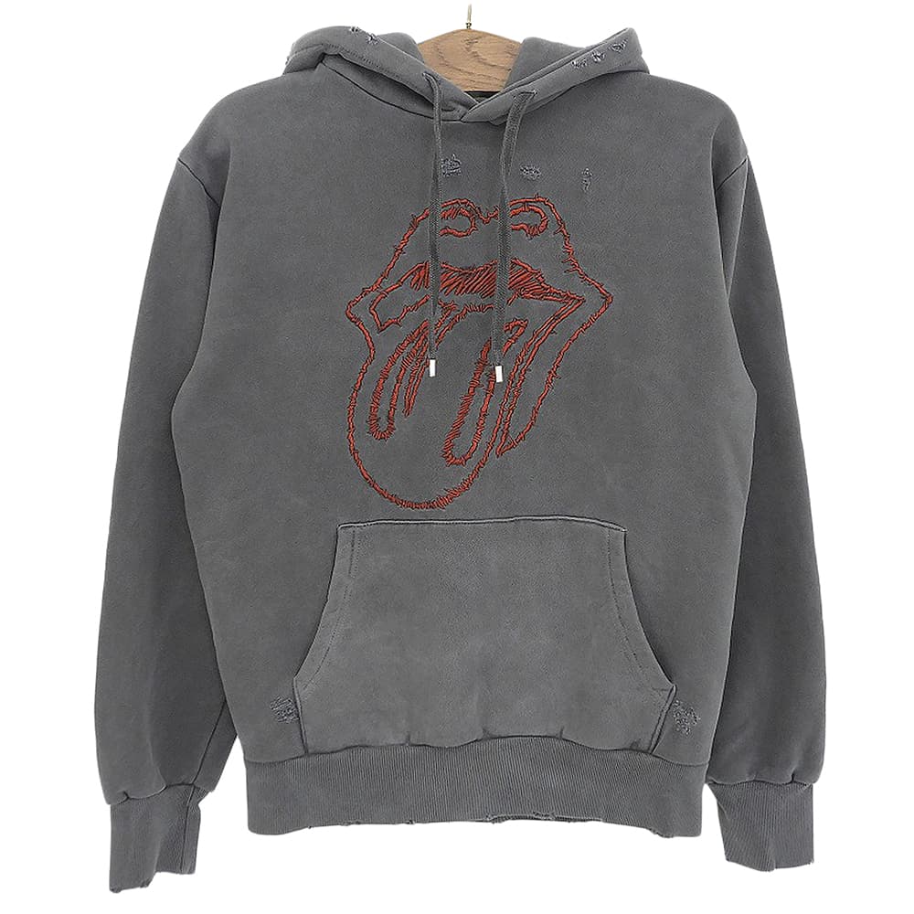 RS No.9 アールエス ナンバーナイン The Rolling Stones Lips and Tongue フーデッドプルオーバー トップス メンズ グレー S トップス