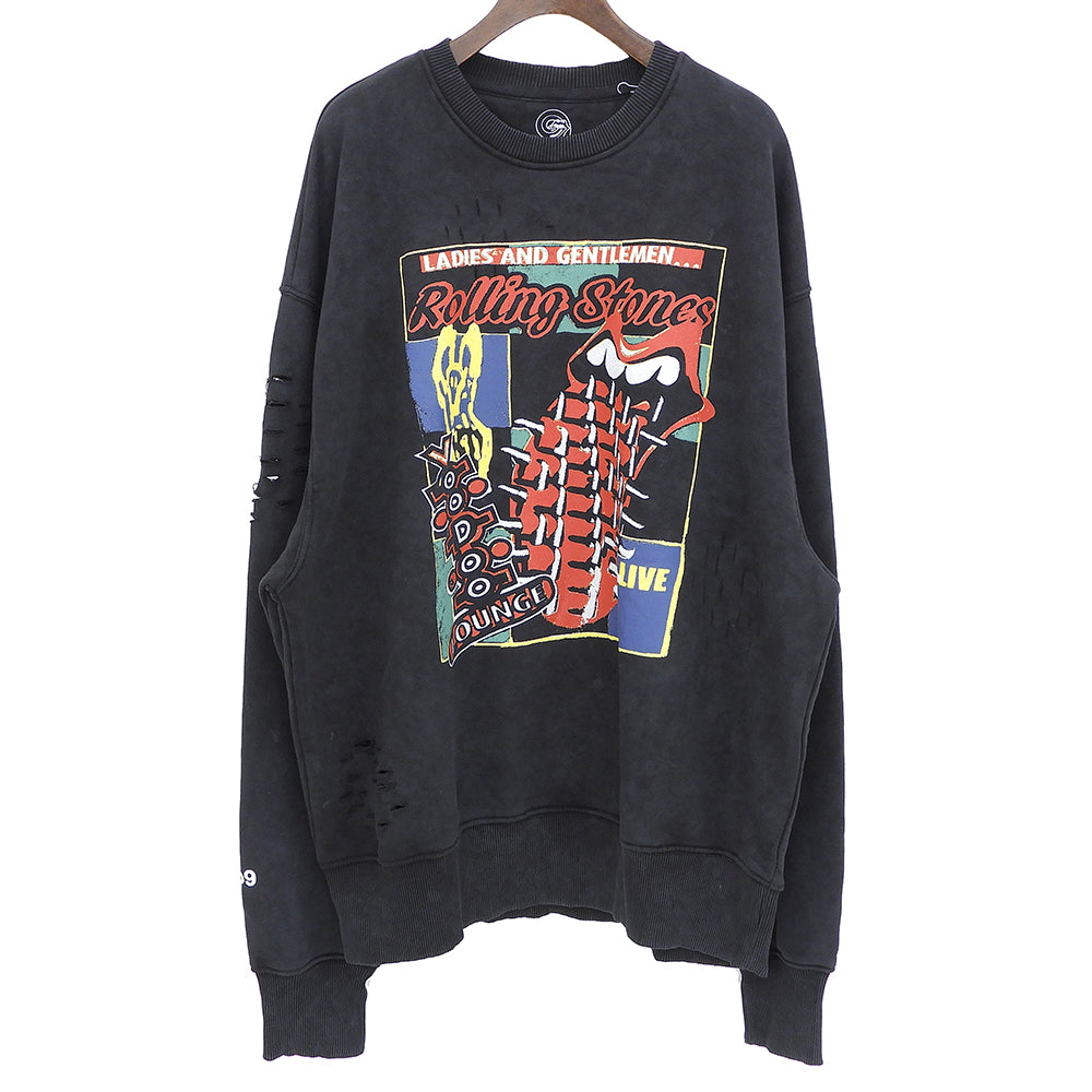 RS No.9 アールエス ナンバーナイン The Rolling Stones Voodoo Lounge クルーネックプルオーバー トップス メンズ ブラック XL トップス